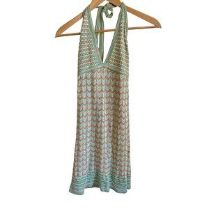 M by Missoni Green Multi-Color Halter Midi Dress